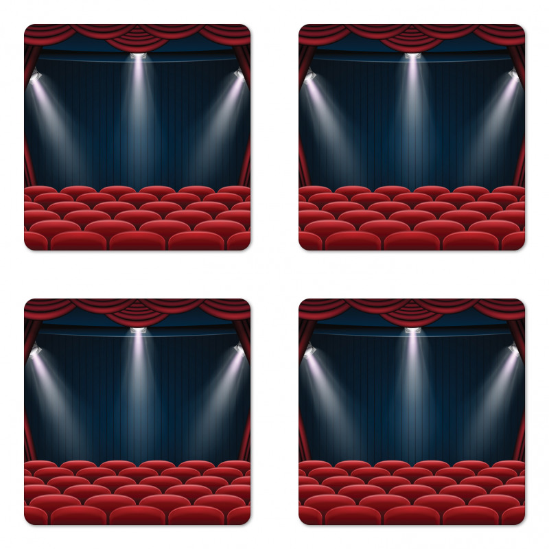 Classic Stage with Curtain Coaster Set Of Four