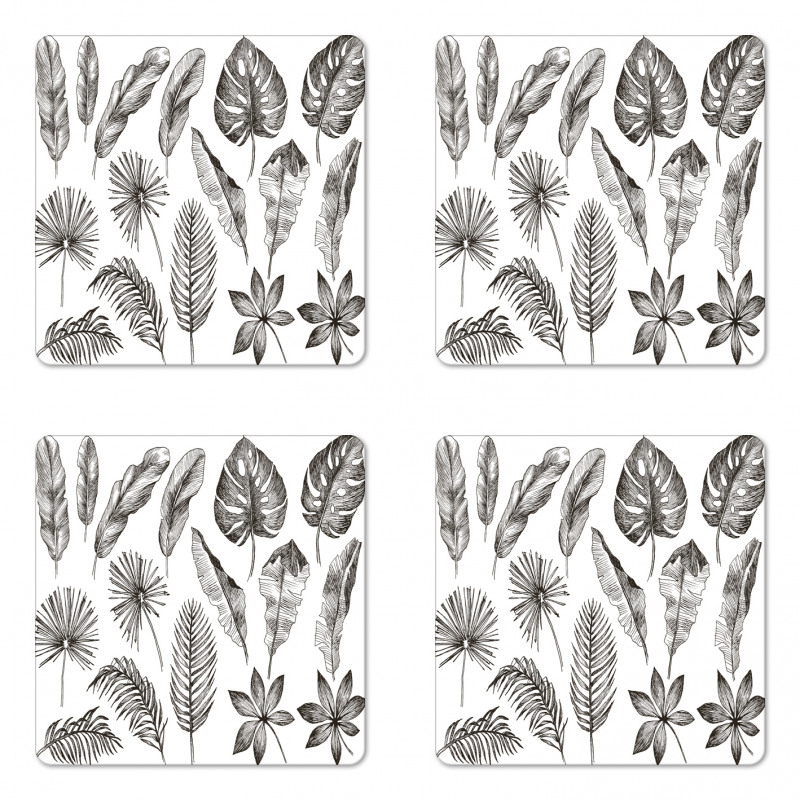 Monochrome Exotic Leaf Coaster Set Of Four