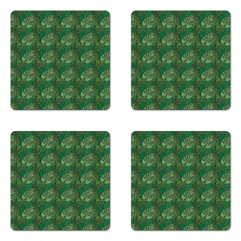 Dark Toned Monstera Coaster Set Of Four