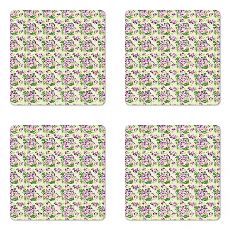 Spotted Orchid Flower Coaster Set Of Four