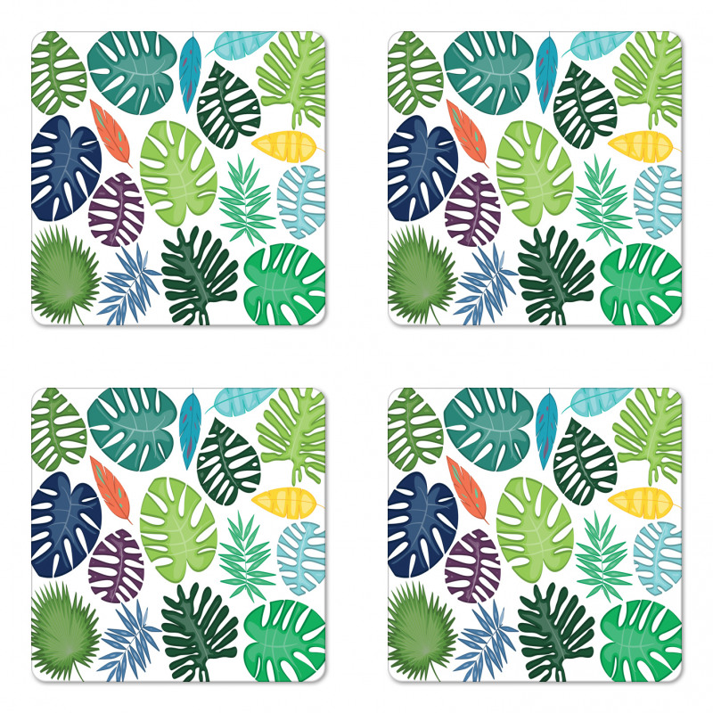 Colorful Bold Leaves Coaster Set Of Four