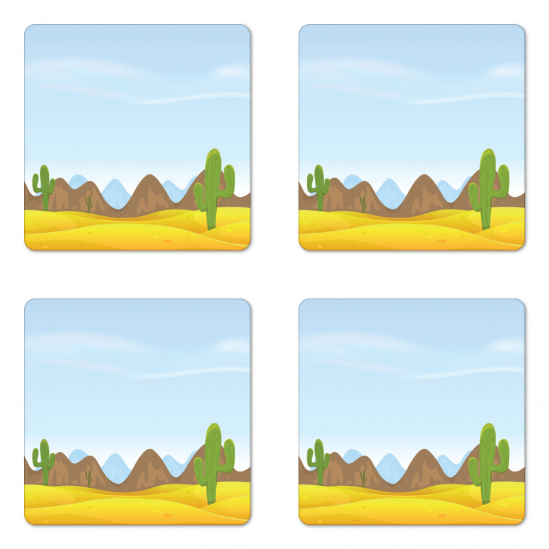 Cactus Plants Mountains Desert Coaster Set Of Four