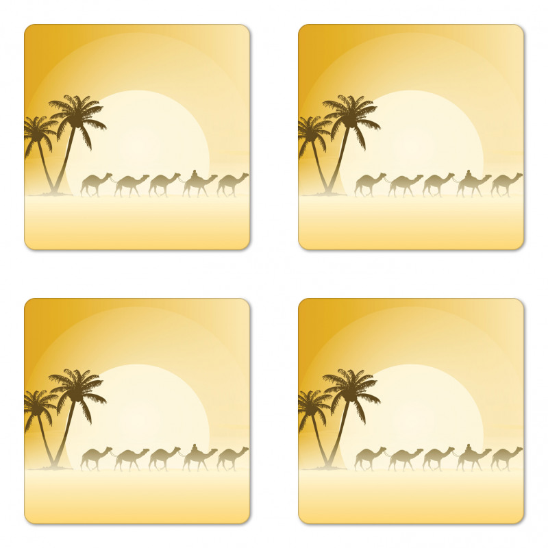 Camel Caravan and Palm Trees Coaster Set Of Four