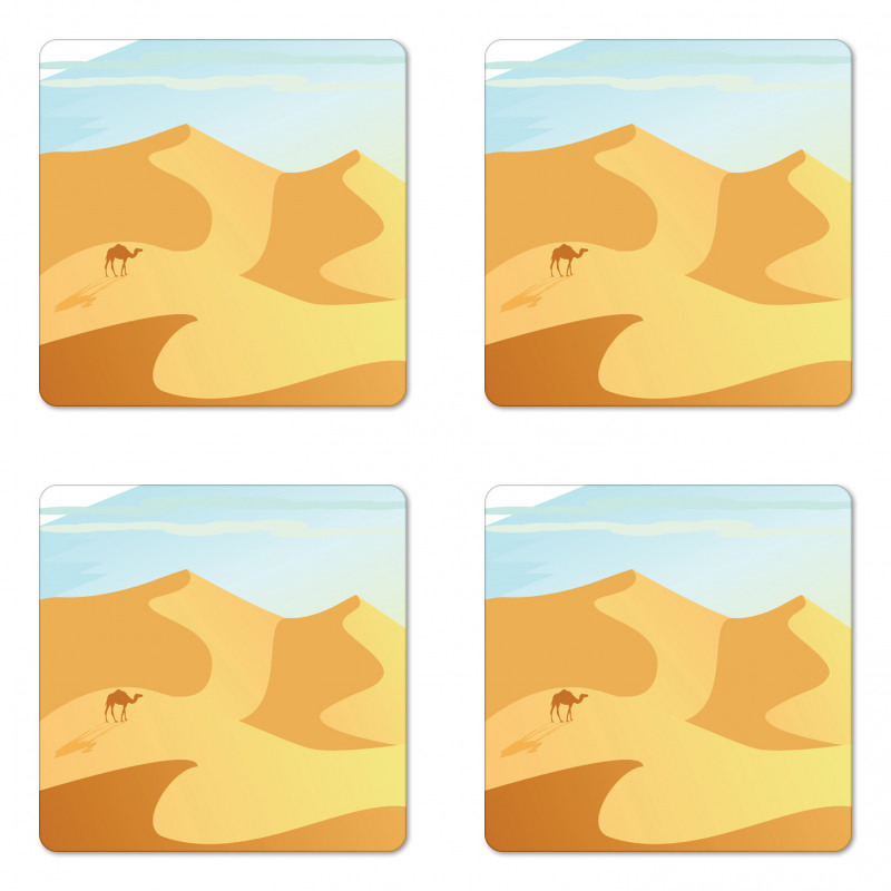 Little Camel on Desert Hills Coaster Set Of Four