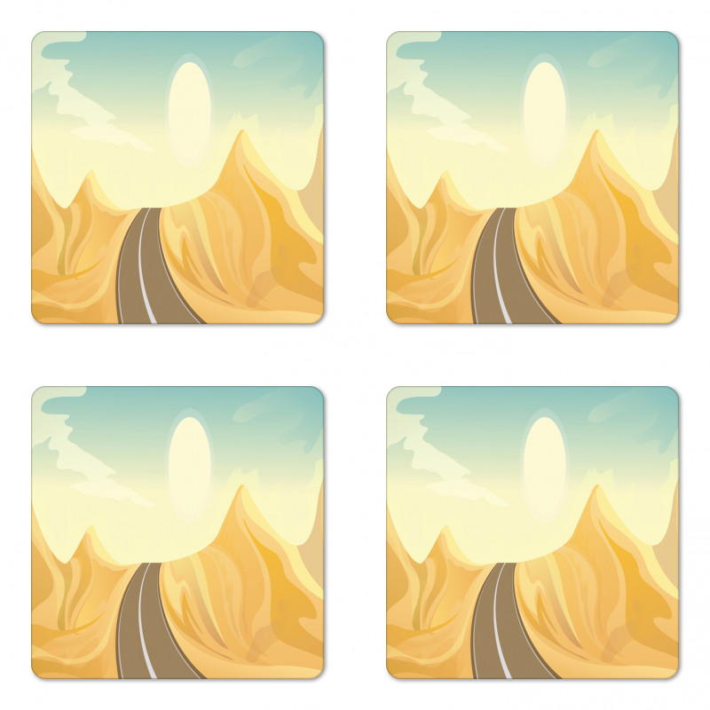 Road Adventure in Desert Hills Coaster Set Of Four