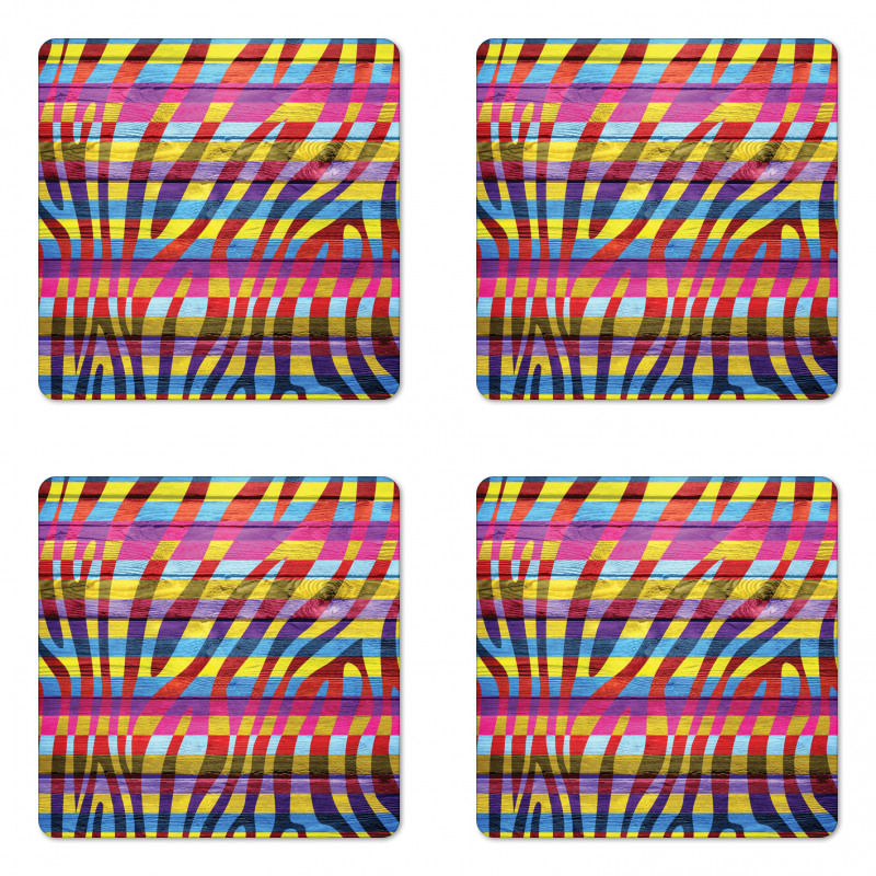 Vibrant Curvy Lines Coaster Set Of Four