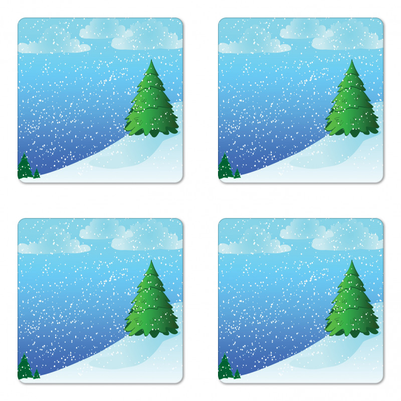 Snow Pouring onto Trees Coaster Set Of Four