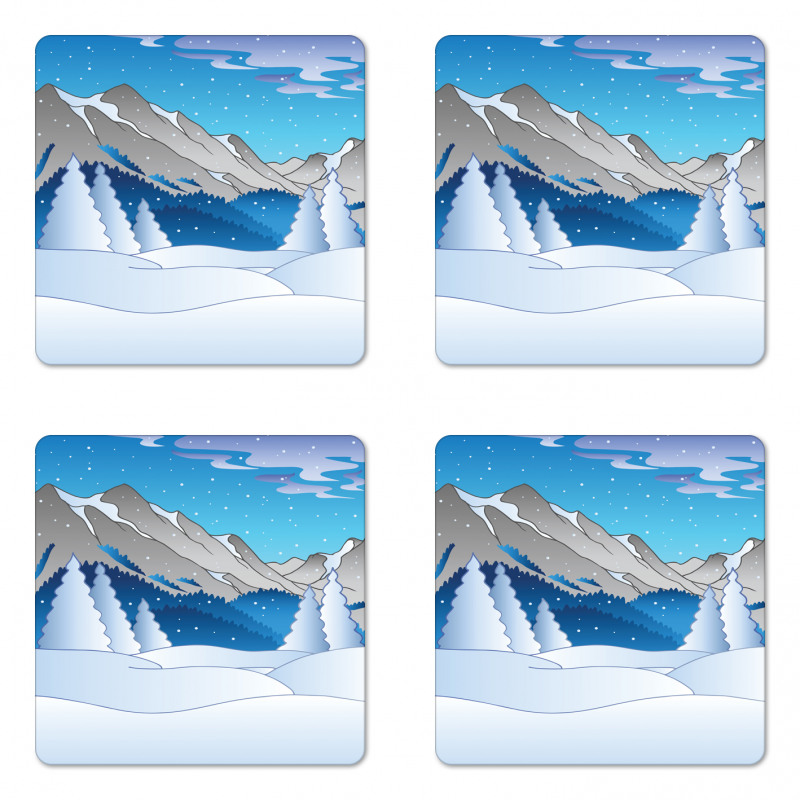 Mountainous Scenery Coaster Set Of Four