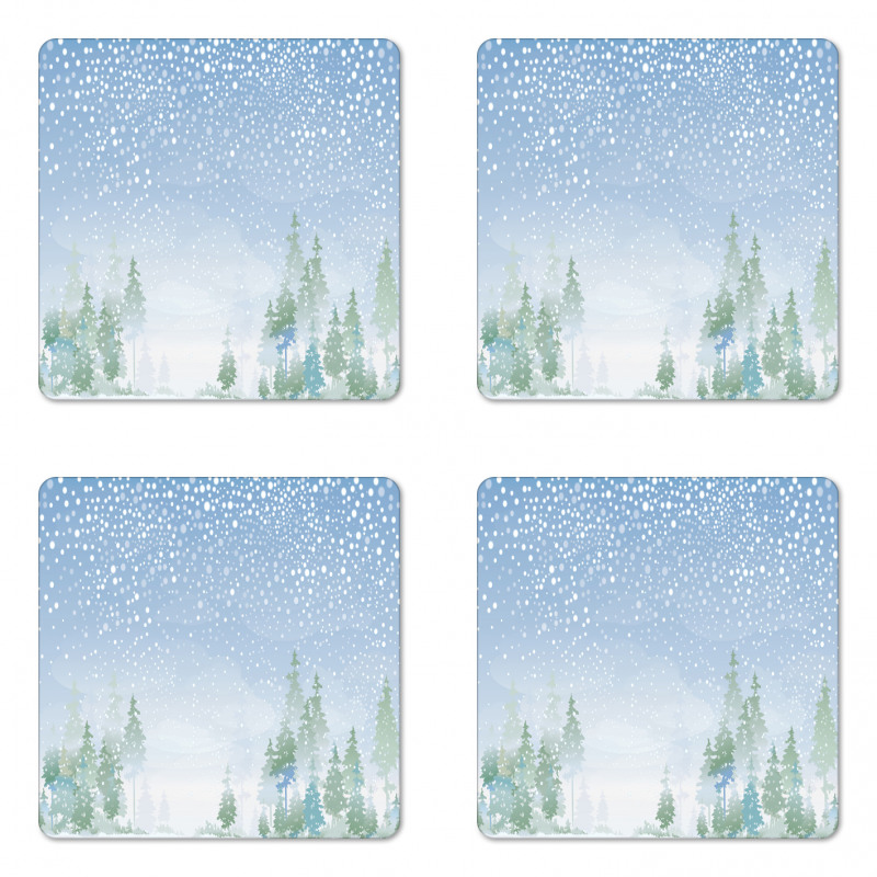 Misty Outdoor Scene Coaster Set Of Four