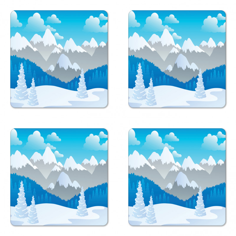 Snow-Capped Mountains Coaster Set Of Four