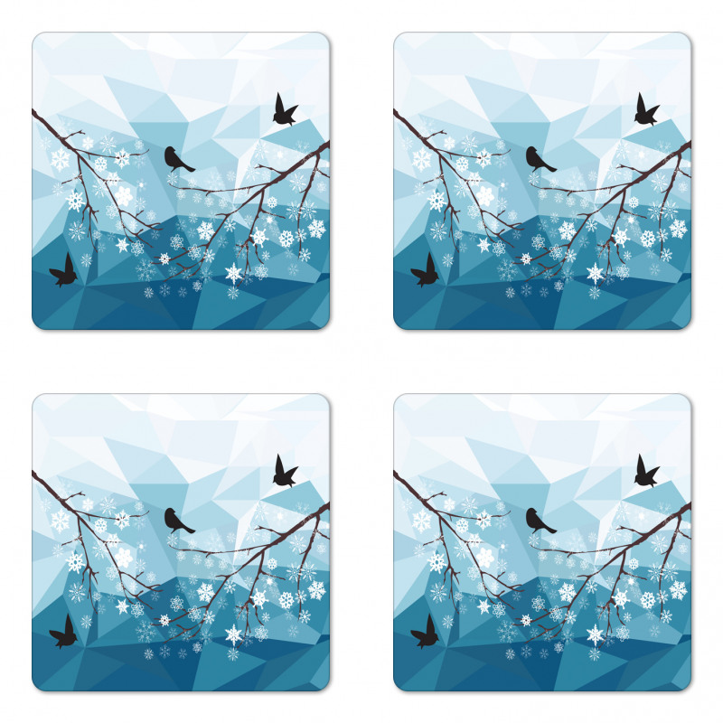 Bird Flying Polygonal Coaster Set Of Four