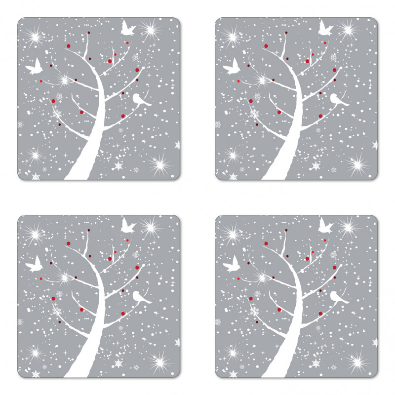 Red Berries and Birds Coaster Set Of Four