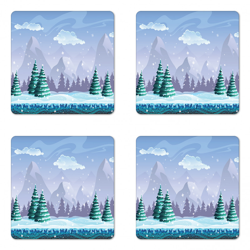 Mountains Hills Trees Coaster Set Of Four