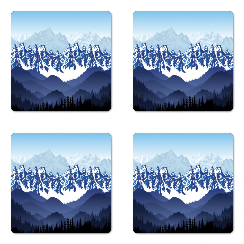 Hills Covered in Snow Coaster Set Of Four