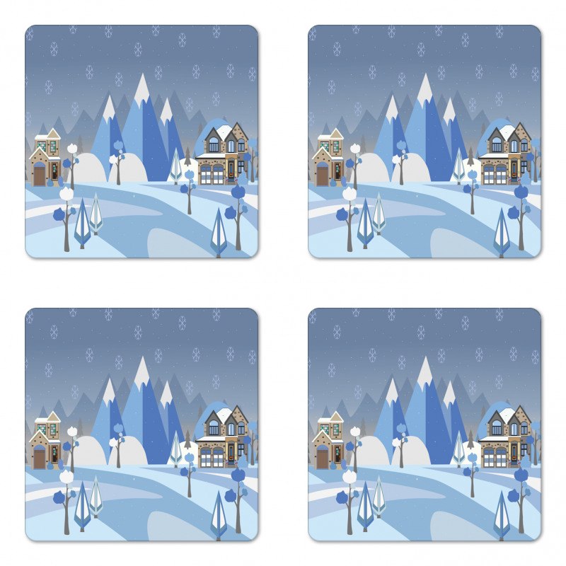 Wintry Outdoors Houses Coaster Set Of Four