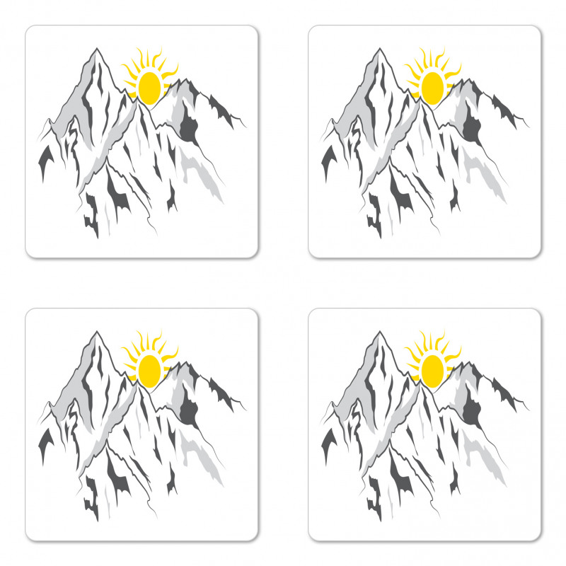 Sun Rising Behind Hills Coaster Set Of Four