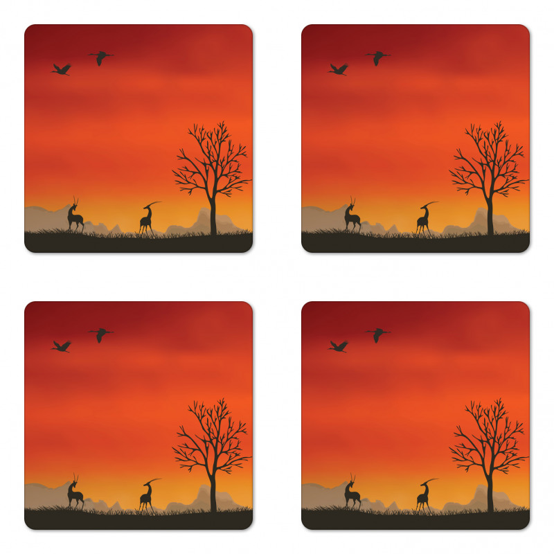 Tree and Animals Landscape Coaster Set Of Four