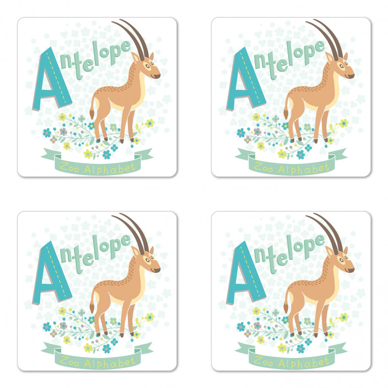 Zoo Alphabet Floral Animal Coaster Set Of Four