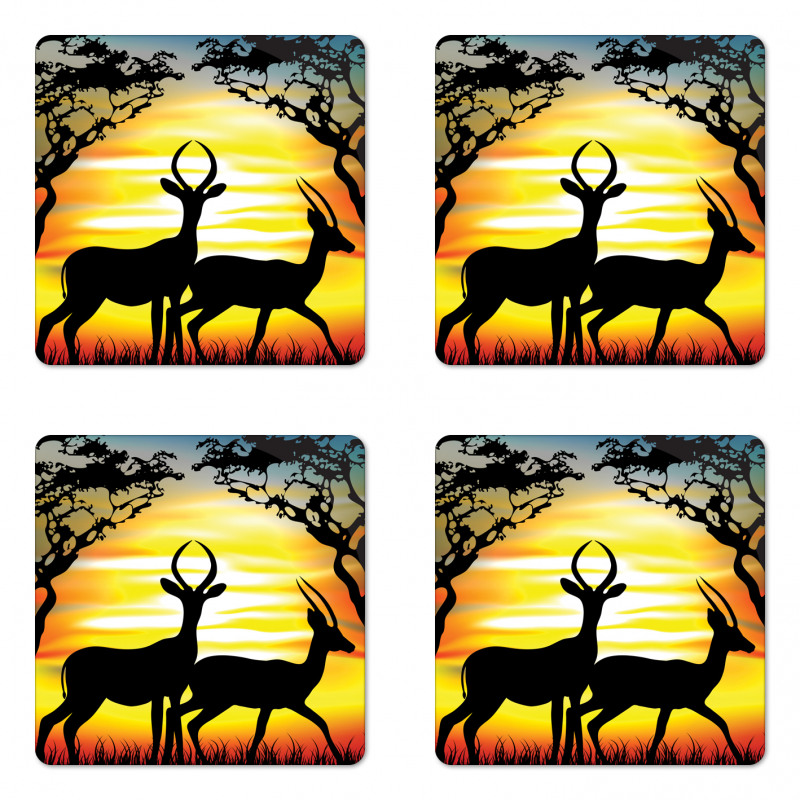 Animals on Sunset Coaster Set Of Four