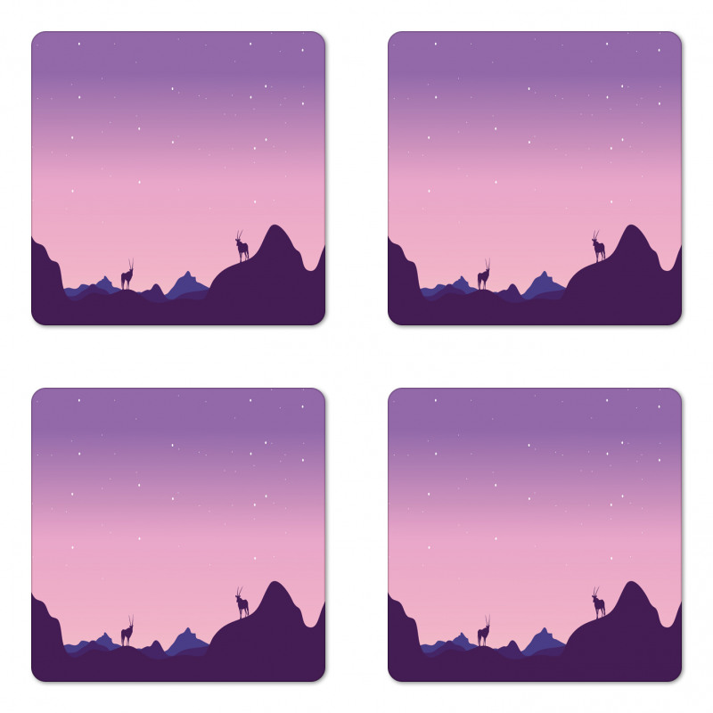 Animals Hill Ombre Night Coaster Set Of Four