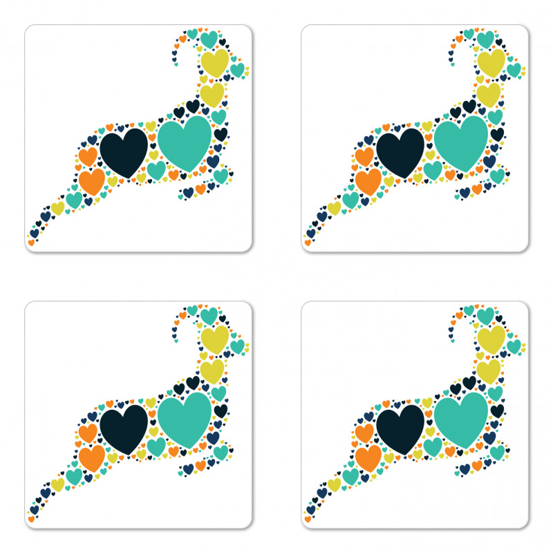 Animal Heart Silhouette Coaster Set Of Four