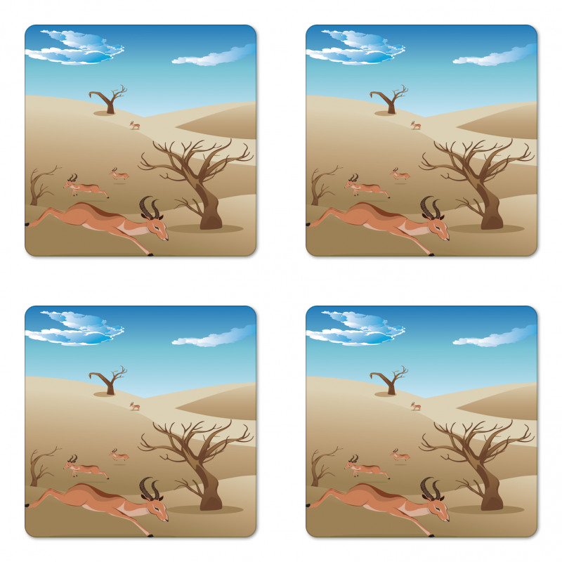 Animals and Bare Trees Coaster Set Of Four