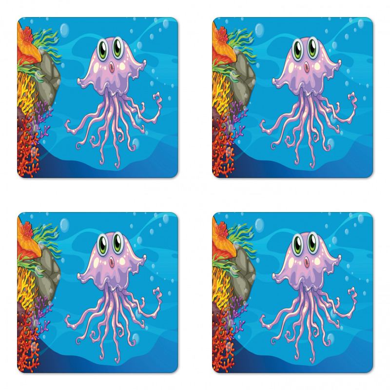 Aquatic Animal Character Coaster Set Of Four