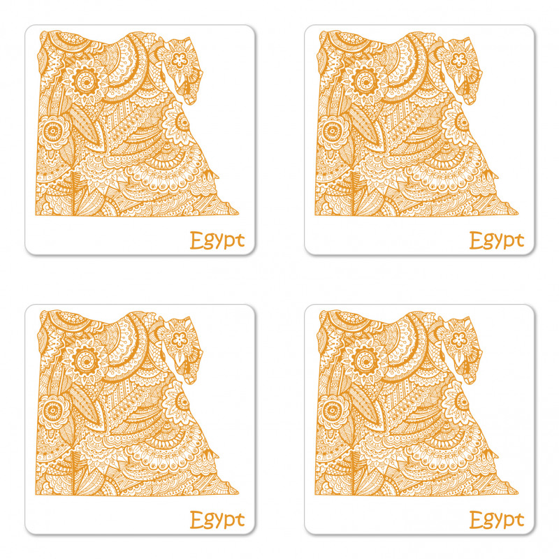 Egypt Map Flower Coaster Set Of Four