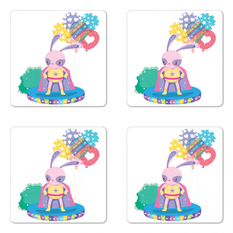 Rabbit in Hero Costume Coaster Set Of Four