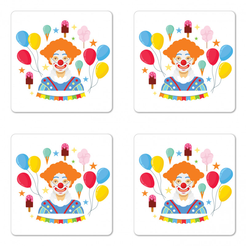 Happy Man in Colorful Costume Coaster Set Of Four