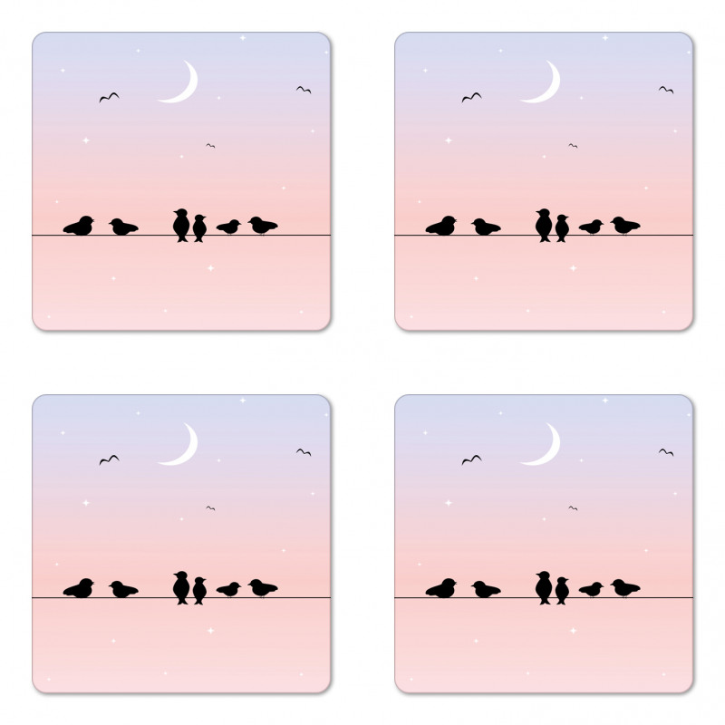 Pastel Tone Sky Moon Coaster Set Of Four