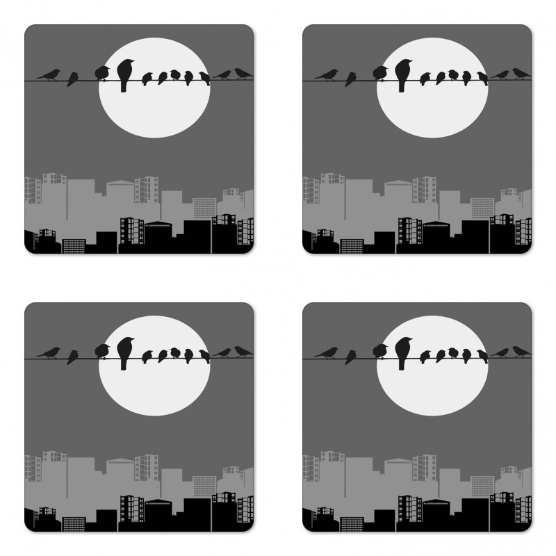 Moon Night at City Coaster Set Of Four