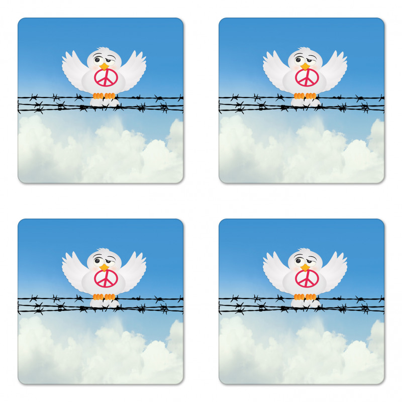 Cartoon Animal Peace Coaster Set Of Four