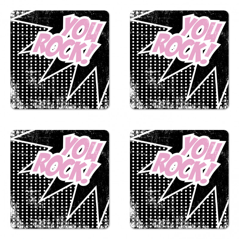 Halftone Style Text Bubble Coaster Set Of Four