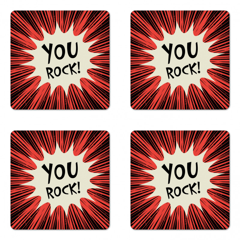 Comic Text Bubble Graphic Coaster Set Of Four