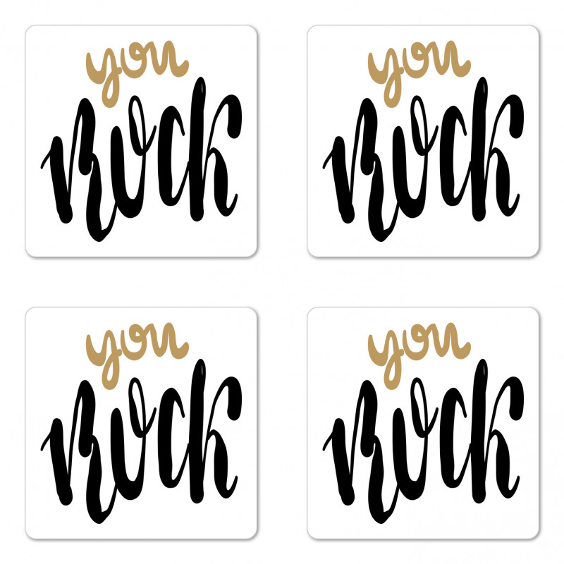 Cursive Inspirational Art Coaster Set Of Four