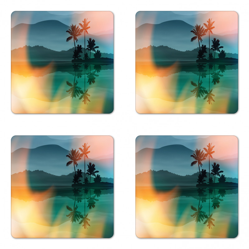 Sea and Palm Trees Art Coaster Set Of Four