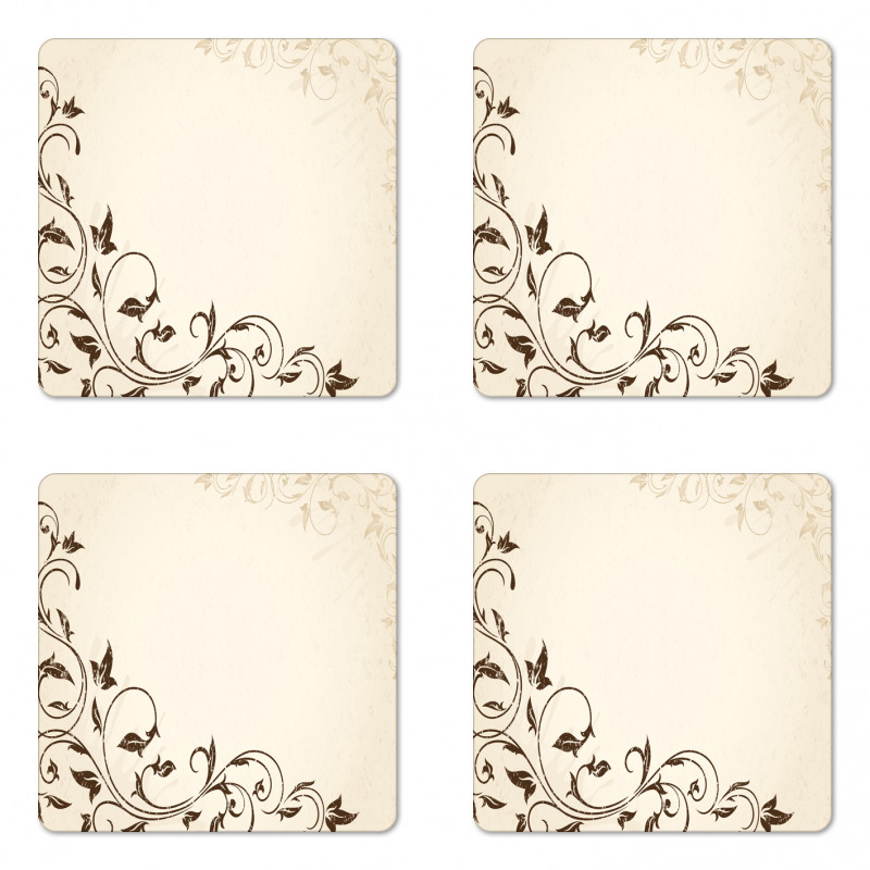 Grunge Grape Leaves Coaster Set Of Four