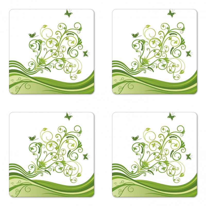 Colorful Botanical Leaves Coaster Set Of Four