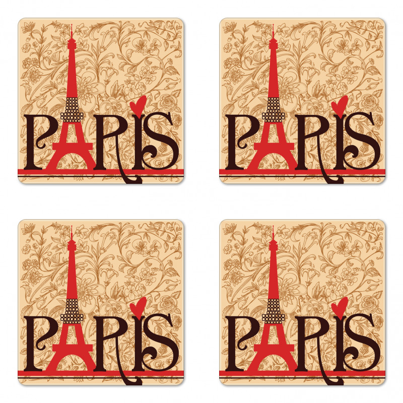 Paris Eiffel Tower View Coaster Set Of Four