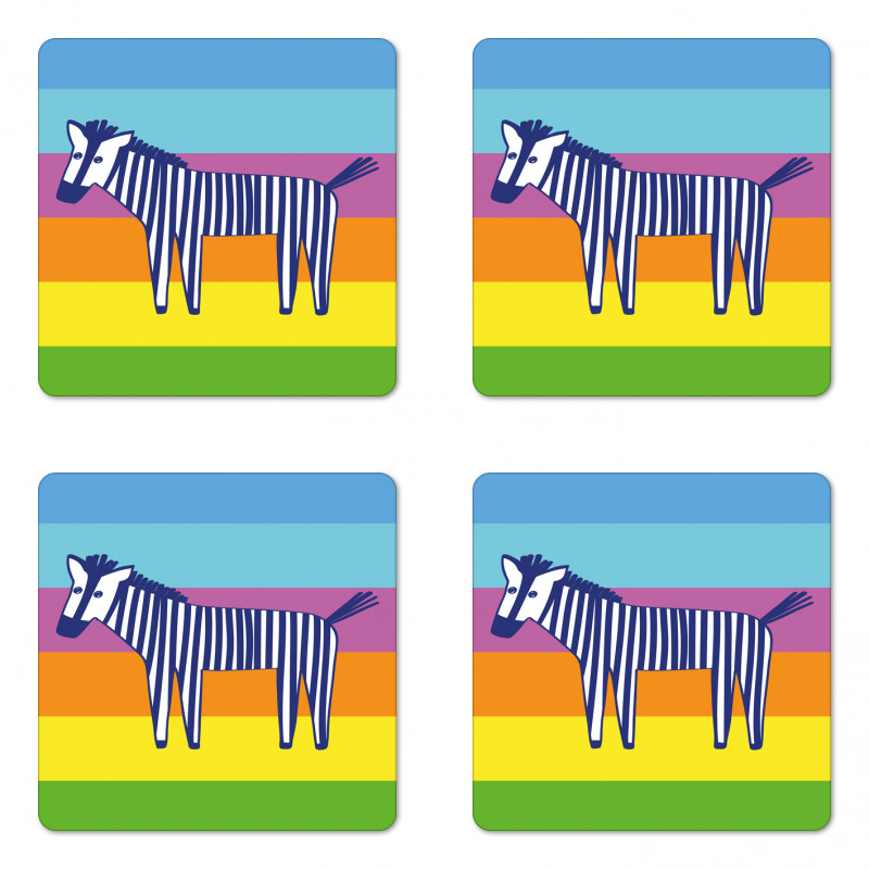 Doodle Animal Stripes Coaster Set Of Four