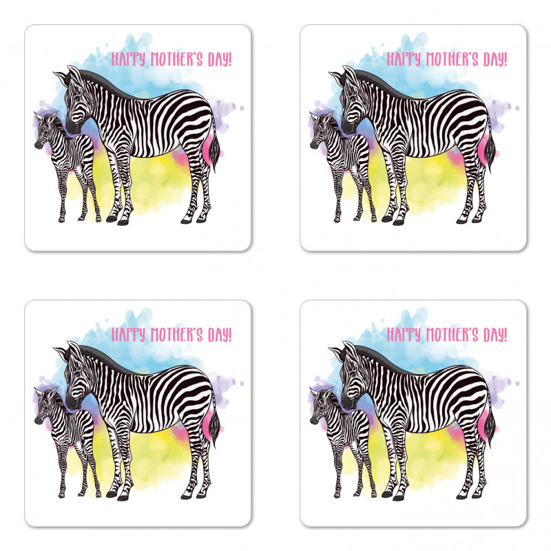 Zebras on Splashes Art Coaster Set Of Four