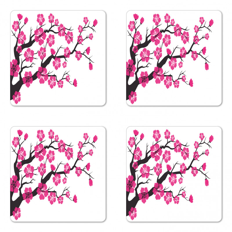 Floral Sakura Tree Coaster Set Of Four