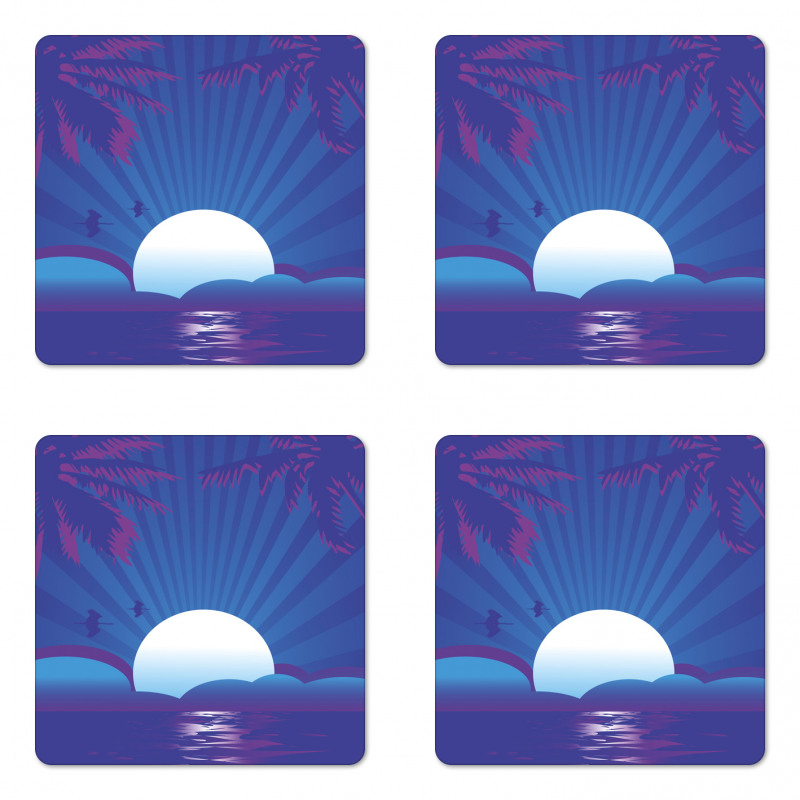 Exotic Summer Time Scene Coaster Set Of Four