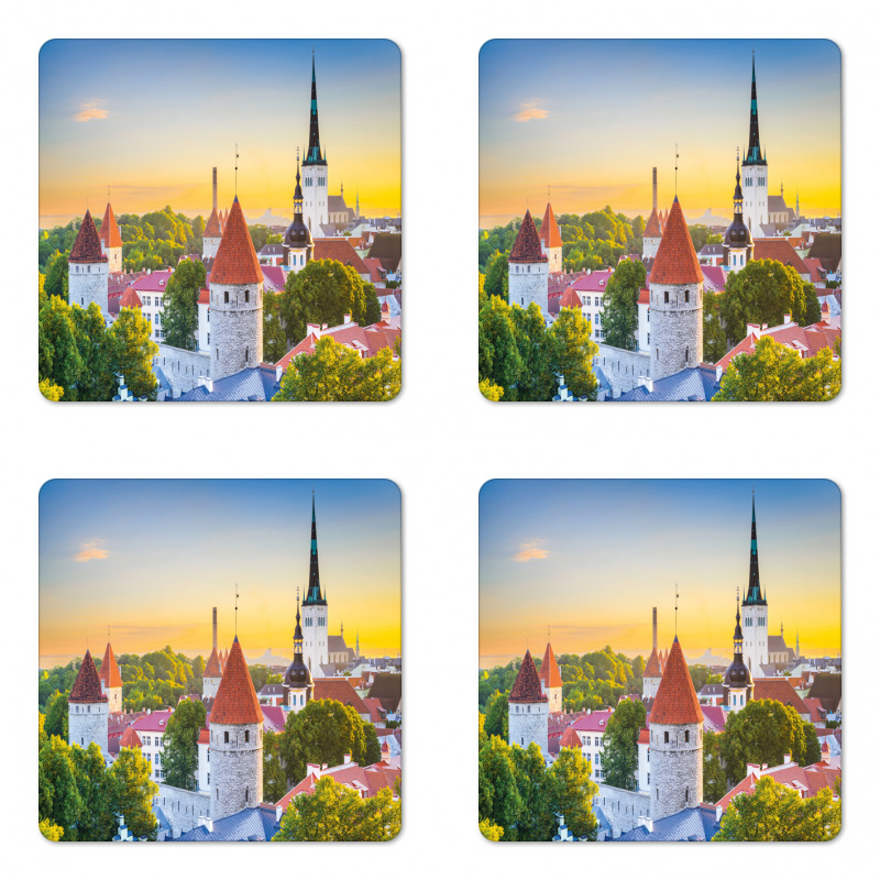 Estonia Historic Town Sunset Coaster Set Of Four