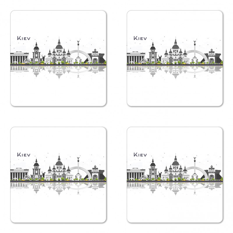 Kiev Skyline Reflection Art Coaster Set Of Four