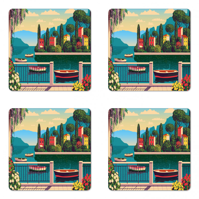 Mediterranean Romantic Scene Coaster Set Of Four