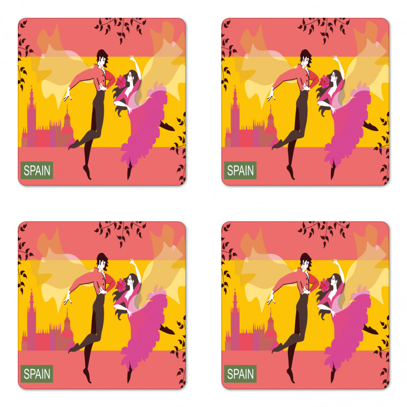 Spanish Dancer Woman and Man Coaster Set Of Four