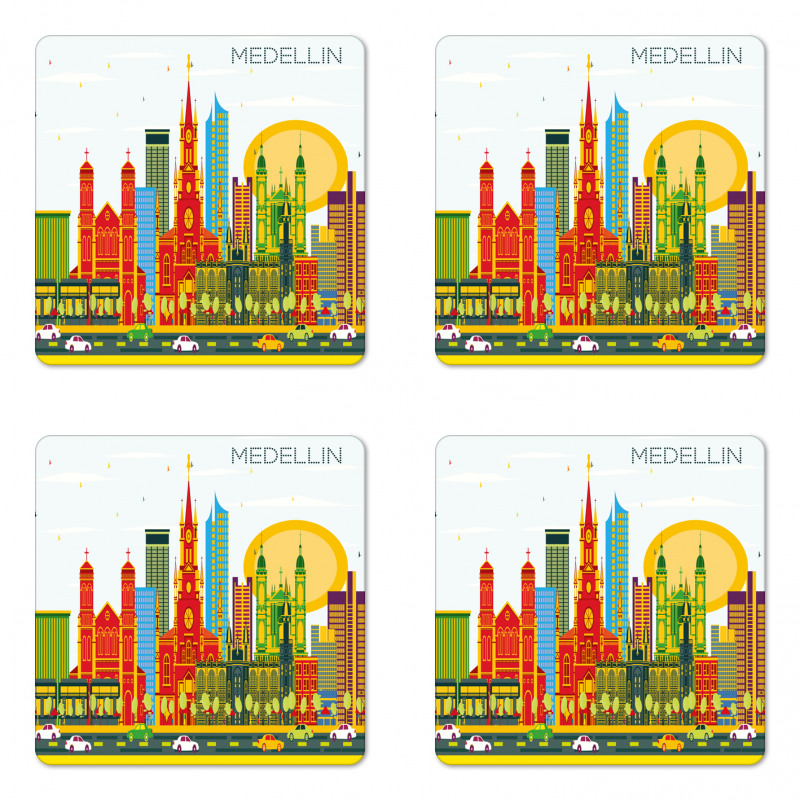 Graphic Image Medellin City Coaster Set Of Four