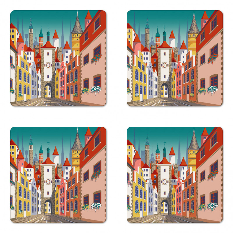 Historic European Houses Coaster Set Of Four